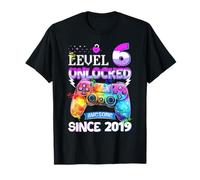 Level 6 Unlocked Awesome Since 2019 6th Birthday Gaming T-Shirt
