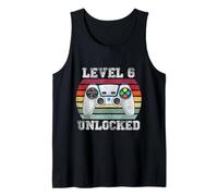 Level 6 Unlocked Funny 6th Birthday Gamer Vintage Retro Tank Top