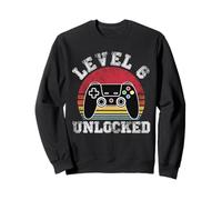 Level 6 Unlocked Retro 6 Year Old Video Gamer 6th Birthday Sweatshirt