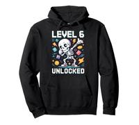 Level 6 Unlocked Skeleton Gamer Fun Pullover Hoodie