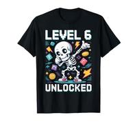 Level 6 Unlocked Skeleton Gamer Fun T-Shirt