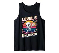 Level 6 Unlocked Skeleton Gamer Fun Tank Top