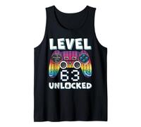 Level 63 Unlocked Funny Video Gamer 63rd Birthday Gaming Tank Top