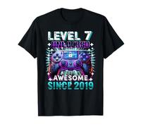 Level 7 Unlocked Awesome Since 2019 7th Birthday Boy T-Shirt