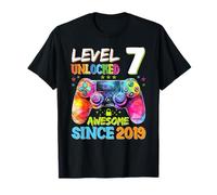 Level 7 Unlocked Awesome Since 2019 7th Birthday Kids T-Shirt
