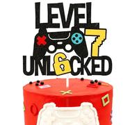 Level 7 Unlocked Cake Topper Happy 7 Birthday Cake Toppers Level Up seventh Cake Decorations Game Controller 7th Birthday Cake Decor - Video Game Theme Party Supplies for Teenager