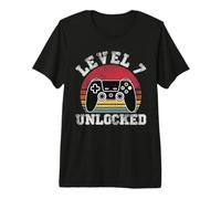 Level 7 Unlocked Retro 7th Birthday Video Gamer Anniversary Premium T-Shirt