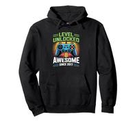 Level 8 Unlocked Awesome Since 2017 8th Birthday Gaming Kids Pullover Hoodie