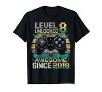Level 8 Unlocked Awesome Since 2018 8th Birthday Gaming T-Shirt