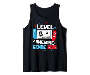 Level 8 Unlocked Awesome Since 2018 8th Birthday Tank Top