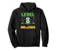 Level 8 Unlocked Pixel Gamer 8th Birthday Gaming Boys Kids Pullover Hoodie
