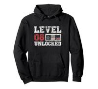 Level 8 Unlocked Vintage 8yr Old Gamer Gifts 8th Birthday Pullover Hoodie