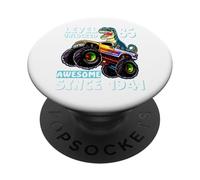 Level 85 Unlocked T-Rex Monster Truck Dinosaur 85th Birthday PopSockets Adhesive PopGrip