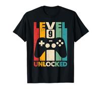 Level 9 Unlocked 9th Birthday Video Game Retro Vintage 9 Yr T-Shirt