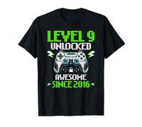 Level 9 Unlocked Awesome 2016 Video Game 9th Birthday T-Shirt