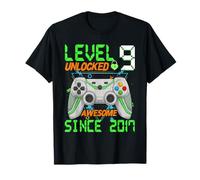 Level 9 Unlocked Awesome 2017 9th Birthday Boys 9 Years Old T-Shirt