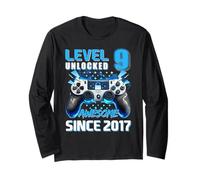 Level 9 Unlocked Awesome 2017 Video Game 9th Birthday Boy Long Sleeve T-Shirt