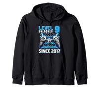 Level 9 Unlocked Awesome 2017 Video Game 9th Birthday Boy Zip Hoodie