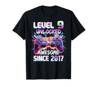 Level 9 Unlocked Awesome 2017 Video Game 9th Birthday T-Shirt