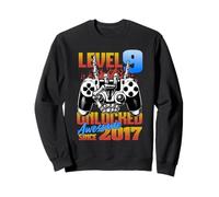 Level 9 Unlocked Awesome Since 2017 9th Birthday Boy Gaming Sweatshirt