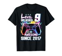 Level 9 Unlocked Awesome Since 2017 9th Birthday T-Shirt