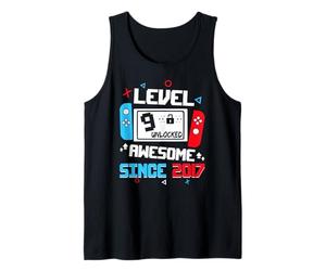 Level 9 Unlocked Awesome Since 2017 9th Birthday Tank Top