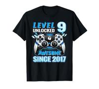 Level 9 Unlocked Awesome Since 2017 Video Game 9th Birthday T-Shirt