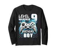 Level 9 Unlocked Birthday boy 9th Unlocked Video Game Long Sleeve T-Shirt