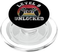 Level 9 Unlocked Retro 9 Year Old Video Gamer 9th Birthday PopSockets PopGrip for MagSafe