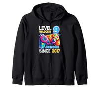 Level 9 Unlocked Video Game 9th Birthday Zip Hoodie