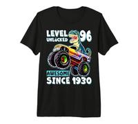 Level 96 Unlocked T-Rex Monster Truck Dinosaur 96th Birthday Premium T-Shirt