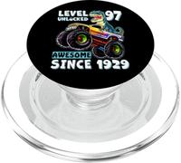 Level 97 Unlocked T-Rex Monster Truck Dinosaur 97th Birthday PopSockets PopGrip for MagSafe