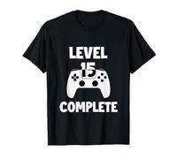 Level Complete T-Shirt 15th Birthday Gamer Level 15 Complete T-Shirt