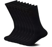 Level Ever - 6 Pairs Plain Mens Black Socks 8-11 uk - Comfortable and Breathable Black Crew Socks - Cotton Socks Suitable for Work & Casual Wear - Smart Dress Sock