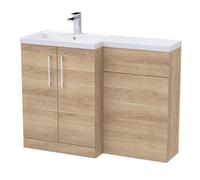 Level Furniture Combination Vanity Basin and WC Unit Left Hand - 1100mm x 390mm - Bleached Cuneo Oak - Balterley