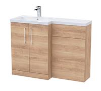 Level Furniture Combination Vanity Basin and WC Unit Left Hand - 1100mm x 390mm - Bleached Cuneo Oak - Balterley