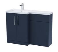 Level Furniture Combination Vanity Basin and WC Unit Left Hand - 1100mm x 390mm - Midnight Blue - Balterley