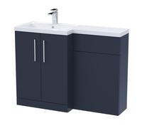 Level Furniture Combination Vanity Basin and WC Unit Left Hand - 1100mm x 390mm - Midnight Blue - Balterley