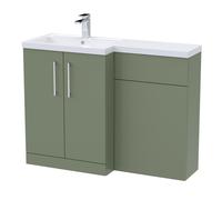 Level Furniture Combination Vanity Basin and WC Unit Left Hand - 1100mm x 390mm - Satin Green - Balterley