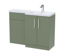 Level Furniture Combination Vanity Basin and WC Unit Right Hand - 1100mm x 390mm - Satin Green - Balterley
