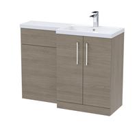 Level Furniture Combination Vanity Basin and WC Unit Right Hand - 1100mm x 390mm - Solace Oak - Balterley