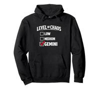 Level Of Chaos Gemini Checkbox Funny Zodiac Quote Pullover Hoodie