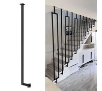 Level or Inclined Stair il Wrought Iron Balusters Fall Prevention Safety Bar for Attic L-Shaped Transition Pillars Black Straight Pipe 150cm