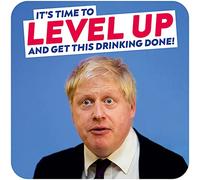 Level Up Drinking - Funny Rude Coaster - Small Gift Ideas - Boris Johnson Gifts - Dean Morris Cards