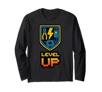 Level Up Funny Electrician 8-Bit Pixel Tools Gamer Mens Long Sleeve T-Shirt