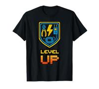 Level Up Funny Electrician 8-Bit Pixel Tools Gamer Mens T-Shirt