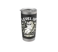 Level Up Gamer Cat Retro Pixel Video Game Controller Stainless Steel Insulated Tumbler