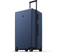 LEVEL8 Large Suitcase 28 Inch Hand Luggage with Spinner Wheels, 100% PC Micro-Diamond Textured Design Checked Luggage, Lightweight Hard Shell with TSA, Black (74cm, 99L, Blue)