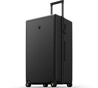 LEVEL8 Large Suitcase 28 Inch Hand Luggage with Spinner Wheels, 100% PC Micro-Diamond Textured Design Checked Luggage, Lightweight Hard Shell with TSA, Black (74cm, 99L, Black)