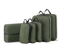 LEVEL8 Packing Cubes 6pcs Travel Organiser Luggage Set for Suitcase, for Home Storage,Travel Accessories in 4 Sizes Toiletry bag, Shoe Bag, Laundry Bag Green